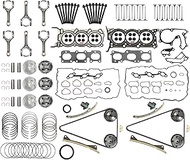 G6DH 3.3L Engine Rebuild Overhaul Gasket Kit w/Timing Chain Kit Connecting Rods Bearings Fit for Kia