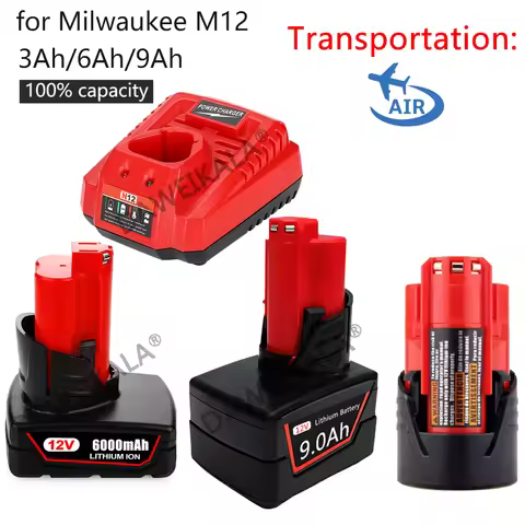 12V lithium battery 9Ah Rechargeable Battery For Milwaukee M12 XC Cordless Tools 48-11-2402 48-11-24