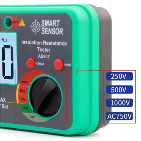 AS907 Digital Megohmmeter Insulation Resistance Tester with Clear Backlit Display and Easy Operation