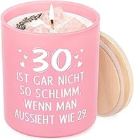 Craftique 30th Birthday Women, Decorative 10 oz Scented Candle with Wooden Lid, Pink, Birthday Gift
