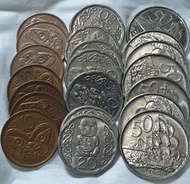 7 x 3 keping koin new zealand 10-20-50 cents (NZ-41)