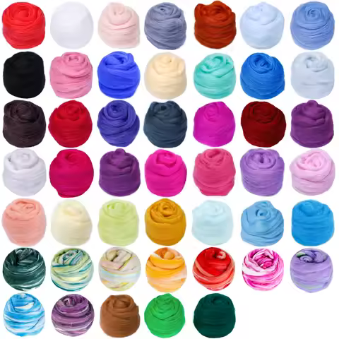 Fenrry 47 Colors Wool Felt Fibre DIY Needle Felting Materials Wool Felting Needle Tools Soft Roving 