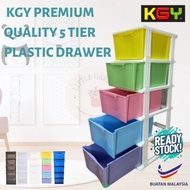 (READY STOCK) KGY Premium 5 Tier Plastic Drawer CANDY / Almari Baju 5 Tier Rak Baju Plastic Drawer / Baju Laci Cabinet