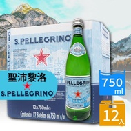 【S.Pellegrino 聖沛黎洛】天然氣泡礦泉水2箱(750mlx12入x2箱)玻璃瓶裝