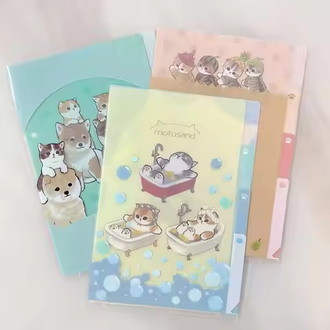 Original Japan Mofusand Limited New Dog Bathtub Fruit A5 Multilayer Folder Cartoon Anime Plush Toys 