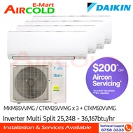 Daikin Inverter Multi-Split AirCon MKM85VVMG/CTKM25VVMG x 3 + CTKM50VVMG