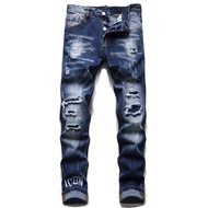 Mens DSQUARED2 Brand Denim Pants Mens Casual Slim Ripped D2 Letter Print Long Jeans Street Hip Hop S