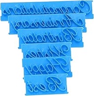 6Pcs Words Cake Mold Handwritten Letter Printed Stamp Bakery Supplies Blue