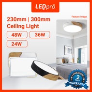 LED PRO Ceiling Lights 230/300MM 24W/36W/48W Tri-tone Wood With Black/White Casing Modern Ceiling Light Nordic Bedroom Light