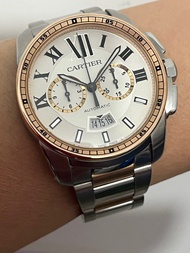 （減價出售）極美品全套齊18K 紅金鋼 卡地亞Cartier  CALIBRE DE CARTIER CHRONOGRAPH