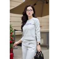 High quality CHAMEL women's fleece set, round neck autumn and winter set, Korean style, soft and smo