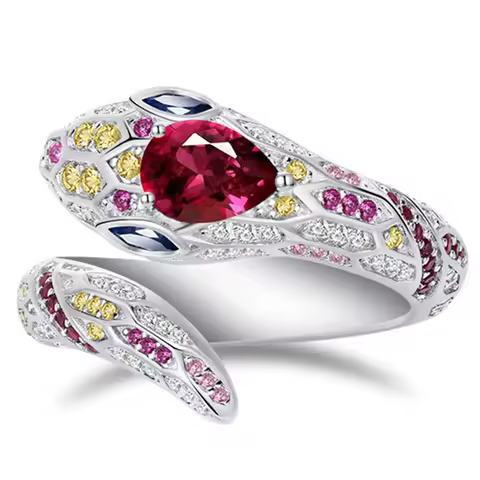 WUIHA Vintage 925 Sterling Silver 5 * 7 MM Lab Sapphire Ruby High Carbon Diamonds Gemstone Wedding E