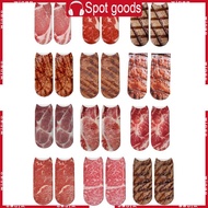 WIN 3D Digital Printing  Socks 1 Pair Beef Pork Short Sock Funny Simulation