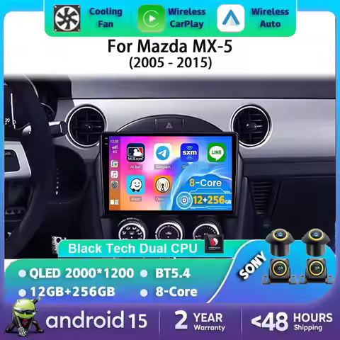 Android 15 Carplay Auto For Mazda MX-5 MX5 MX 5 NC 2005 - 2015 Car Radio Multimedia Video Player Nav