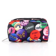 日本 LeSportsac x X-Girl 黑色帆布 襟章圖案 RECTANGULAR 化妝袋