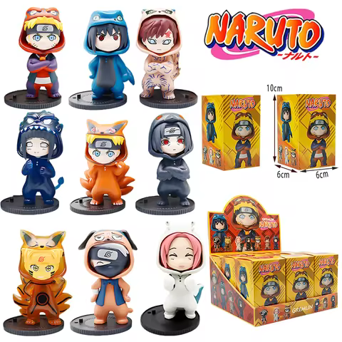 1-9Pcs Naruto blind box anime Model Ornament Anime Uchiha Sasuke Sakura Cosplay Action Figurine Mode
