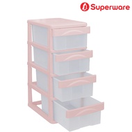 Srithai Superware ตู้ลิ้นชัก ชั้นวางของ ตู้เก็บของ พลาสติก 4 ชั้น ขนาดใหญ่ สีพาสเทล รุ่น M-79-4