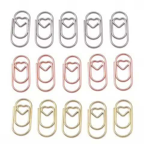 Mini Heart-shaped Paper Clips, Heart-shaped Creative Push Pins, Student Exam Paper Clips, Golden Tex