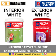 Nippon Interior Paint Easywash 5L White &amp; Brilliant White / Exterior Paint Weatherbond 5L White &amp; Brilliant White