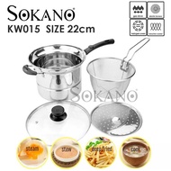 22CM Multifunctional Stainless Steel Cooking Pot Set
