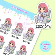 Planner Stickers COZY DAY - rest day sticker custom sticker