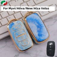 Perodua Myvi Ativa New Alza Car Key Cover 2022 Keyless Car Key Case 2022 Chrome Accessories