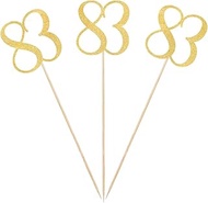 Gold Glitter 83rd Birthday Centerpiece Sticks, 12-Pack Number 83 Table Topper Anniversary Party Deco