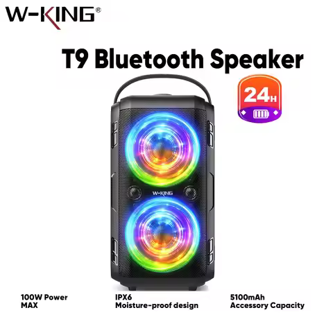 W-KING 180W Peak Party Large Bluetooth Speaker Bigest Boom Box Portable Wireless Removable Battery W