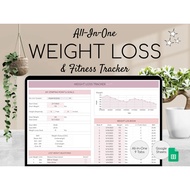Weight Loss & Fitness Tracker Google Sheets Calorie Tracker Meal Planner Habit Tracker Workout Plann