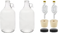 North Mountain Supply 1/2 Gallon (64 Ounces) Clear Glass Fermenting Jug with Handle, 6.5 Rubber Stop