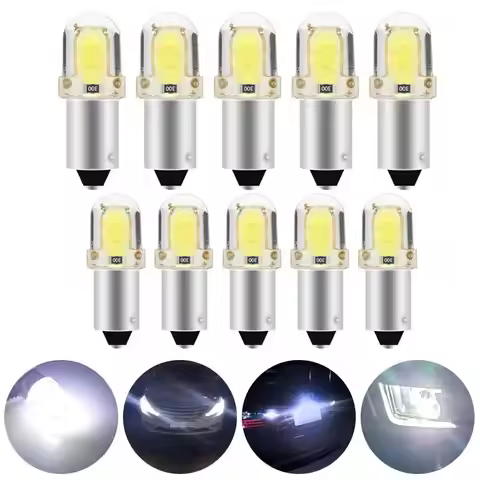 10x BA9S Car LED T4W H6W W5W LED CANBUS COB 2LED Bulb Car Interior License Plate Light Marker Readin