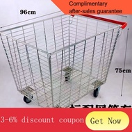 YQ55 Supermarket Mesh Basket Car Large Shopping Cart E-Commerce Warehouse Picking Tally Table Trolley Storage Cage Turno