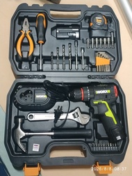 名牌WORX.wu131x.鋰電x2.無刷衝擊三用電鑽. 原廠工具連箱子套裝、超方便.一箱搞掂晒.家庭必備.男人至愛.