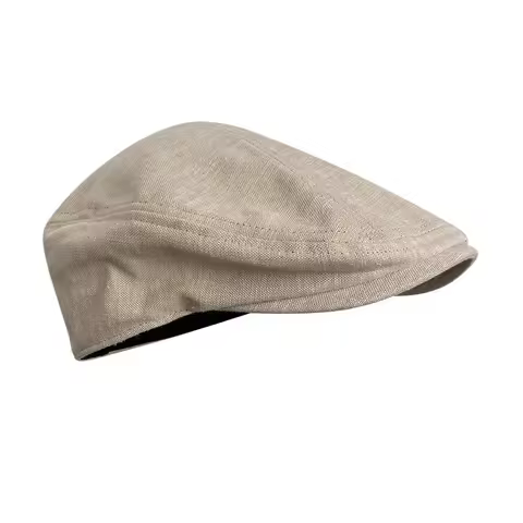 Spring Summer Linen Newsboy Cap New White Gray Yellow Breathable Beret Men's Women Literary Retro Ha