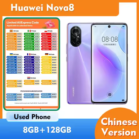 Huawei Nova8 5g Smartphone Android Screen 6.57 inches 2340x1080px 3800mAh Used Phone