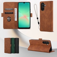 Luxury Flip Leather Phone Case For Samsung A17 A26 with Adjustable Mobile phone lanyard