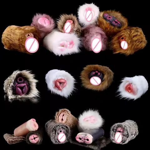 GEEBA 19 Models Male Masturbator Cup With Faux Fur Furry Silicone Onahole For Men Pocket Pussy Strok