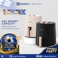 Simplus Oven Air Fryer 4.5L 1300W Simple Knob Control Non-Stick Coating 360°Hot Air Circulation Peng