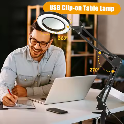 72LED 8X/10X NEW Illuminated Magnifier USB 3 Colors LED Magnifying Glass for Soldering Iron Repair/T