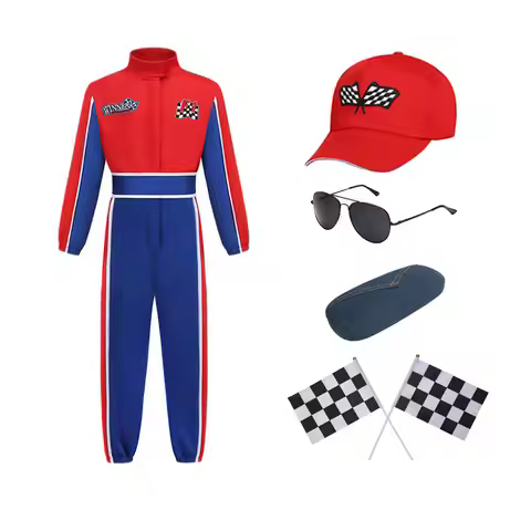 Kids Halloween Career Cosplay Outfits Classic Racing Suit Car Driver Racer Costumes for Party Dress