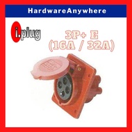 Industrial Panel Mounted Socket Outlet - 380V Red [16AMP/ 32AMP] 3P+ E