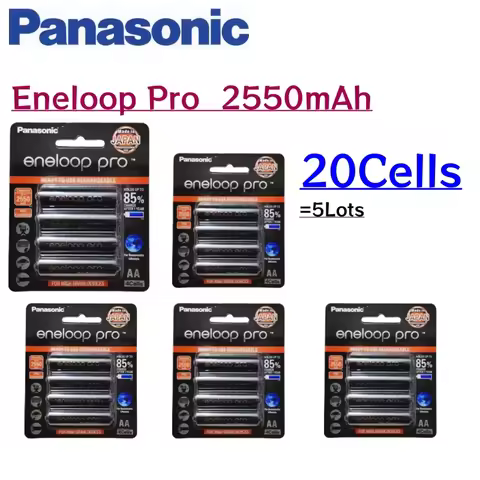 20Cells Original Panasonic Eneloop Pro AA 2550mAh 1.2V Ni-MH Rechargeable Battery Pre-Charged For Ca