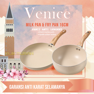 PANCI SET VENICE 2in1 fry pan sauce pan 16cm wajan anti lengket mpasi teflon marble granite putih pf