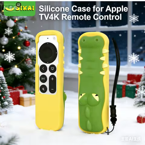 SIKAI Silicone Case for Apple TV 4K 2021-2025 Siri Remote 2nd/3rd Gen with AirTag Holder Fit MJFN3 M
