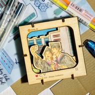 【客製化 似顏繪】木製│木劇場小夜燈 小木燈│電池盒│校園款