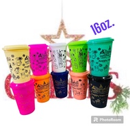 แก้ว 16 oz pp แข็ง สกรีนลาย Merry Christmas พร้อมฝาเรียบแข็ง คละสี รหัส K-16/k/90