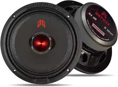 6.5 Inch Car Midrange Speakers, 400W Peak Power, 6 Ohms, Red Bullet Design for Enhanced Audio in Veh