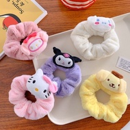 SANRIO ที่คาดผม ผ้ากํามะหยี่ขนนิ่ม ยืดหยุ่น ลายการ์ตูนสัตว์ Hello Kitty Melody Kuromi Scrunchie สําหรับเด็กผู้หญิง