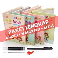 4 in 1 set book PAUD children's learning book / Sank magic book 4 books with pen free refills / magi