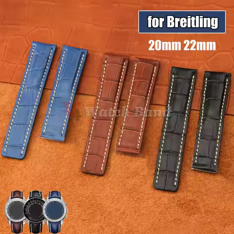 22mm 24mm Cowhide Watch Strap for Breitling Strap Waterproof Bracelet for Breitling MenWomen Wristba